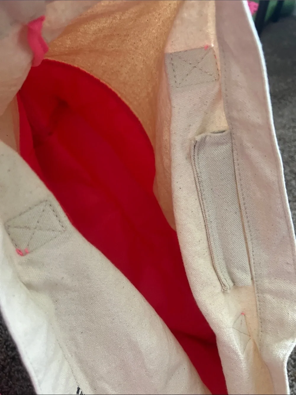 Victoria's Secret Pink and Cream Patent-Trim Tote